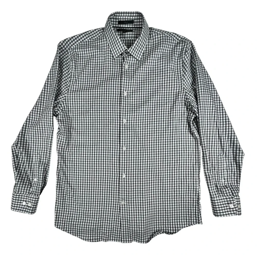 Banana‎ Republic Mens Large Slim Fit Wrinkle Resistant Gingham Button Down Shirt
